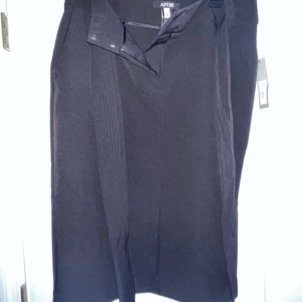 NEW WT Apt. 9 Womens Size 12 Woven Tie Front Skirt Zipper Front Slit Black
